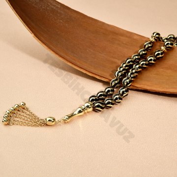Mineli Yuvarlak Kesim 14 Ayar Altın Tesbih