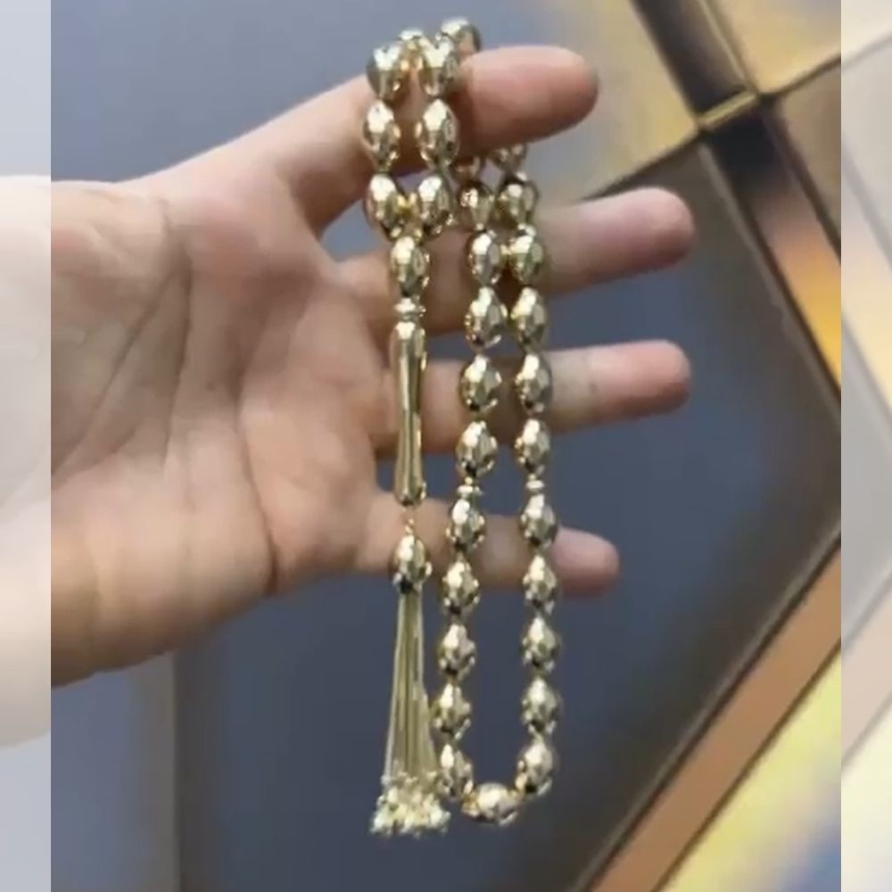 14 Ayar Cilalı Altın Tesbih 13:10 Boy Özel Tasarım