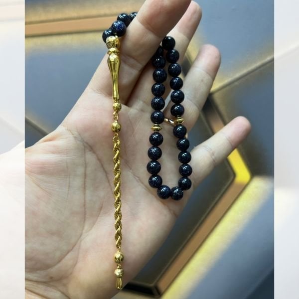 Bilek Boy Ay Taşı 14 Ayar Altın Tesbih