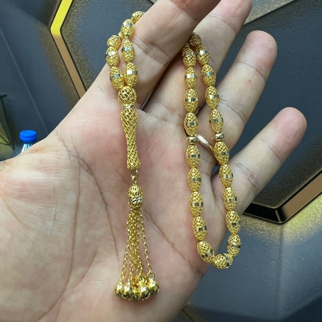 22 Ayar Altın Kalemli Tesbih Telkari Fizyon Model