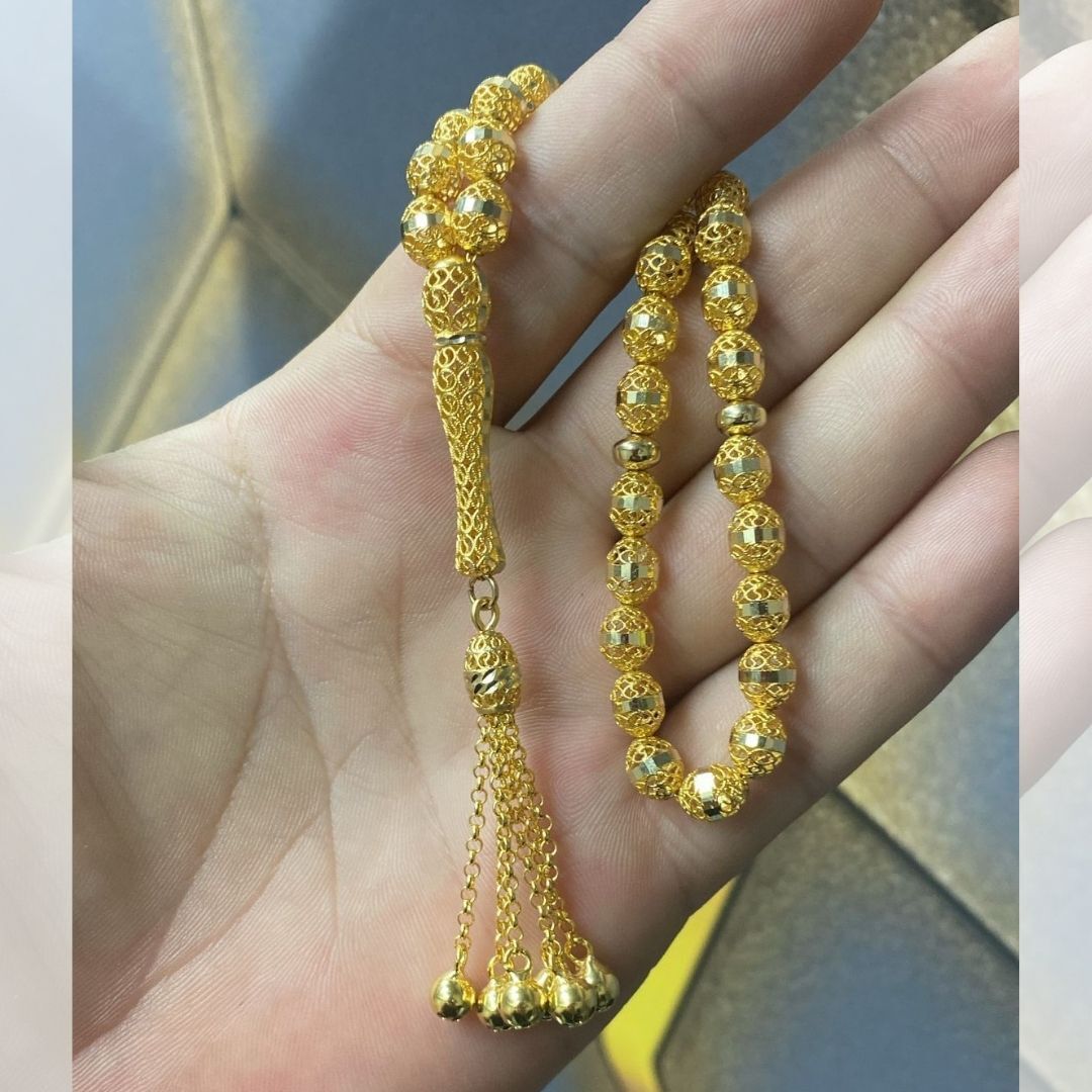22 Ayar Altın Kalemli Tesbih Telkari Fizyon Model